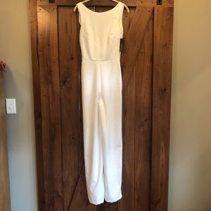 enamored white backless jumpsuit